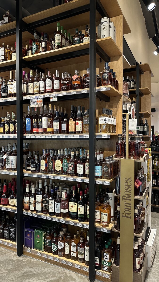 Fine wine display at Hops & Scotch
